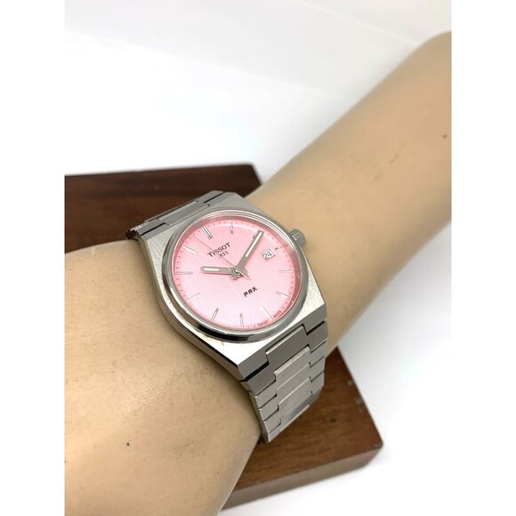 Tissot PRX Women's Watch Swiss Quartz Pink Dial Silver Steel 35mm T1372101133100 - Picture 6 of 15